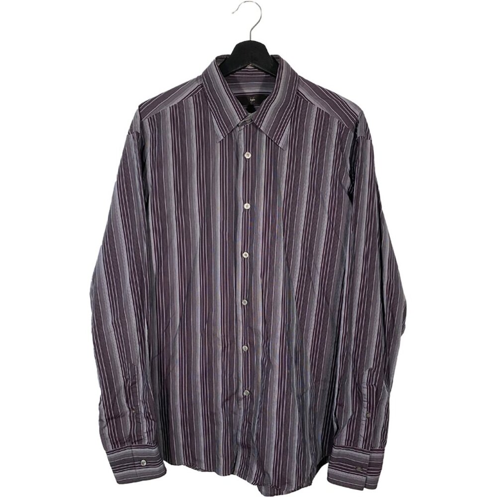 Z Zegna Vertical Stripe Pearl Button City Shirt Size XL